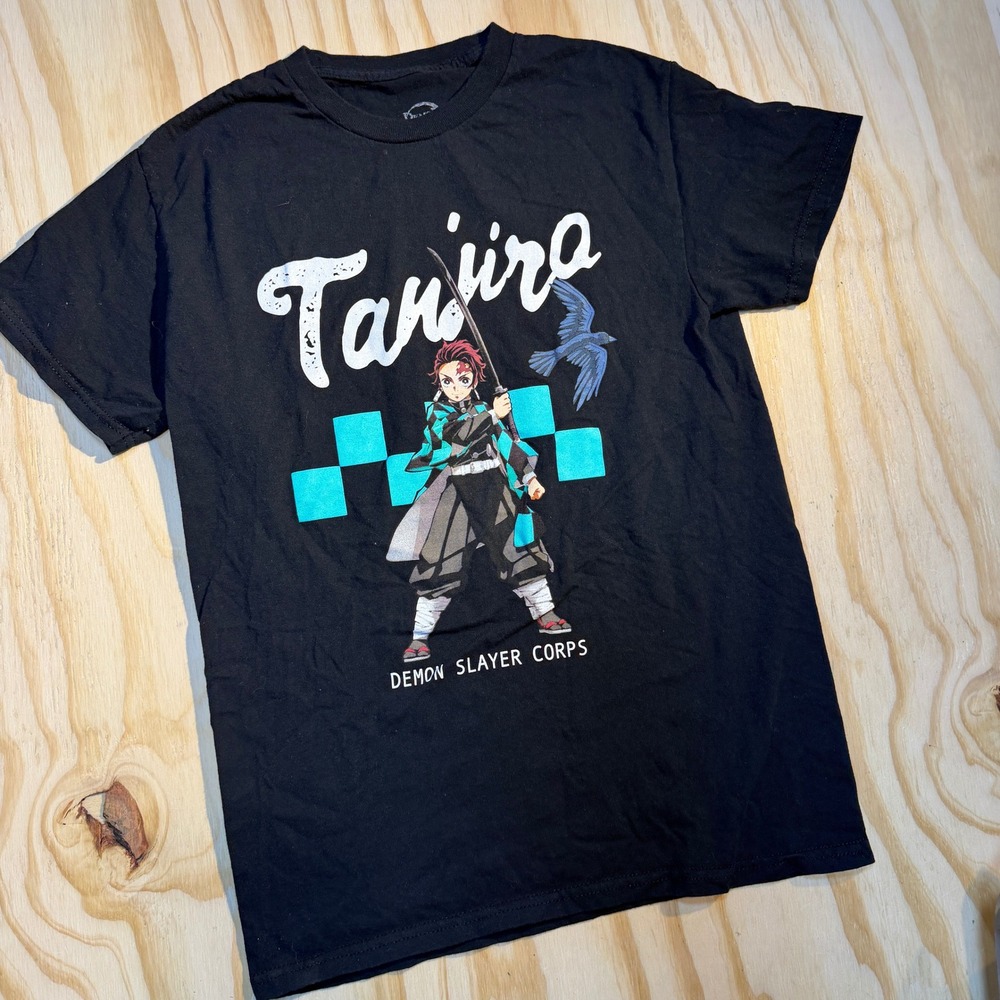 Demon Slayer Men's Tanjiro Demon Slayer Corps T-Shirt Black Anime Manga Top Sz S